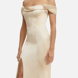 NWT DRESS THE POPULATION Melania Gown Champagne, M MSRP 248